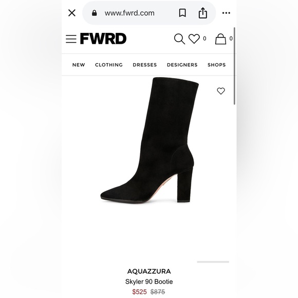 Aquazzura Skyler 90 Black Suede Booties [pointed toe, block heel] - Picture 2 of 13